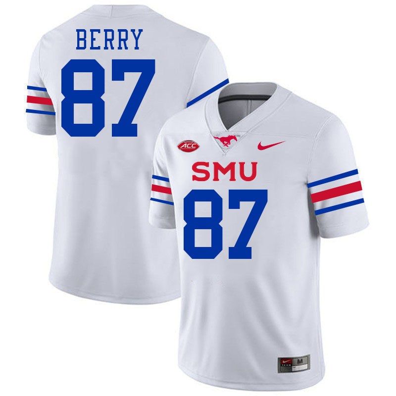 SMU Mustangs #87 Raymond Berry Jersey College Football Uniforms-White